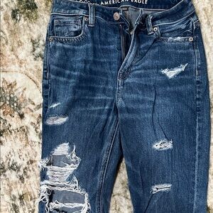 American Eagle Outfitters Women's Ripped Dark Blue Skinny Jeans